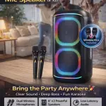 BTS-2256 8 Inch Bluetooth Karaoke Speaker with 2 Wireless Microphones – KTV Mode & Long Battery – Best Price in Pakistan