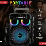 KTS-2161 Portable Wireless Bluetooth Speaker 8 Inch | RGB LED Lights | FM Radio | USB/TF/AUX | Karaoke Speaker with Microphone