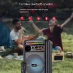 KTS 2198 speaker, bluetooth speaker with mic, karaoke speaker, party speaker LED lights, 8 inch speaker portable, wireless mic speaker, USB TF AUX speaker, outdoor speaker syste
