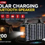 KTS-1798 Solar Charging Bluetooth Speaker with 7200mAh Battery, LED Bulb, Torch Light, FM Radio, USB/TF Support Portable Outdoor Camping Speaker