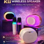 K11 Hi-Fi Stereo Bluetooth Speaker with 360° RGB LED Lights & Wireless Karaoke Mic – USB Support – Best Price in Pakistan