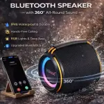 KTS-2408 Waterproof Portable Wireless Speaker - 8W Powerful High-Bass Sound - Dynamic RGB LED Light - 1200mAh Rechargeable Battery.