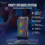 BTS-2225 Bluetooth Party Speaker Dual 8 Inch 100W with Wireless Mic RGB LED | Portable Karaoke Speaker Big Bass USB AUX RGB LED speaker outdoor sound system