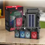 KTS-1706 4 Inch Portable Wireless Speaker with Solar Charging, Bluetooth, FM Radio, USB & TF Card, Rechargeable Battery, LED Light