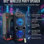 KTS-1743 Dual 8-Inch Portable Wireless Bluetooth Speaker - High Bass Party Sound - Vibrant RGB LED Lights