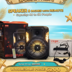 KTS-1175 8 Inch Wireless Bluetooth Speaker with Remote + Yoga DM-193 Headset Microphone -  Ramzan Combo Deal