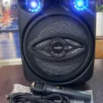 GTS-1718 Portable Wireless Bluetooth Speaker - 8-Inch High Bass Subwoofer - Built-in RGB LED Lights - Wired Microphone Included