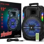 KTS-1200S 12 Inch Portable Bluetooth Karaoke Speaker with TWS, USB, TF, FM Radio, AUX & RGB LED Lights