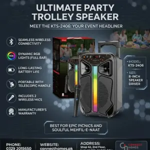 KTS-2406 8 Inch Bluetooth Karaoke Speaker with Microphone – Portable Rechargeable Party Speaker – Best Price in Pakistan