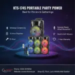 KTS-1745 Dual 8-Inch Portable Wireless Bluetooth Speaker - High Power Party Sound - RGB Flame Light Effects - Includes Wired Microphone & Remote