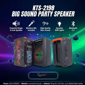 KTS 2198 speaker, bluetooth speaker with mic, karaoke speaker, party speaker LED lights, 8 inch speaker portable, wireless mic speaker, USB TF AUX speaker, outdoor speaker syste