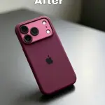 Burgundy Apple Logo Silicone iPhone Case with 18 Series Convertor Lens
