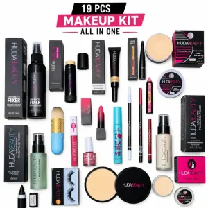 19 PCS All-in-One Makeup Kit for Girls & Women | Foundation, Primer, Concealer, Powder, Lipstick, Lip Gloss, Kajal, Eyeliner, Mascara, Lip Pencil & Makeup Fixer