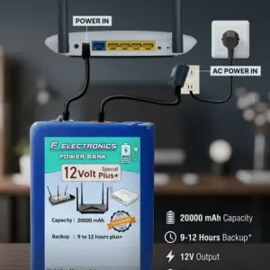 12V 20000mAh + 20000mAh + WiFi Router UPS Power Bank + 9–12 Hours Backup for PTCL, TP-Link & Tenda + Best Price in Pakistan