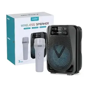 GTS-2116 Portable Wireless Bluetooth Speaker - Built-in Voice Changer - Includes Wireless Microphone - 3 Inch Powerful Driver