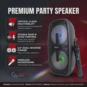 KTS-2388 Portable Bluetooth Speaker Double 6.5 Inch | Wireless Outdoor Speaker | 10-30W Power | Rechargeable Battery 1000-2000mAh | Loud Bass Party Speaker