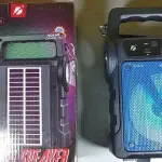 KTS-1706 4 Inch Portable Wireless Speaker with Solar Charging, Bluetooth, FM Radio, USB & TF Card, Rechargeable Battery, LED Light