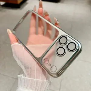 ✨ Luxury Frosted Translucent PC iPhone Case with Plating Frame & Lens Film Protection – 18 Series