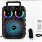 KTS-2161 Portable Wireless Bluetooth Speaker 8 Inch | RGB LED Lights | FM Radio | USB/TF/AUX | Karaoke Speaker with Microphone