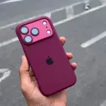 Burgundy Apple Logo Silicone iPhone Case with 18 Series Convertor Lens