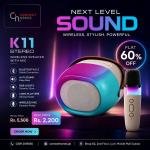 K11 Hi-Fi Stereo Wireless Bluetooth Speaker - 360° Colorful RGB LED Light - Includes Wireless Karaoke Mic - Supports USB, TF Card & AUX