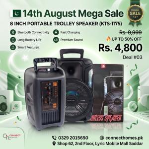 CRight KTS-1175 Wireless Portable Party Speaker - 8 Inch Big Woofer - High Power Bass - RGB LED Lights - Wireless Bluetooth, USB, SD Card & AUX Suppor